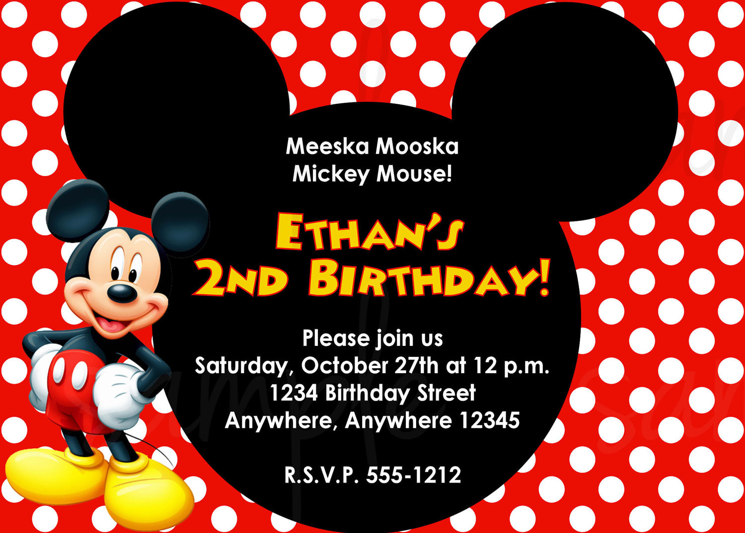 Mickey Mouse Birthday Invitation
 Mickey Mouse Birthday Invitation