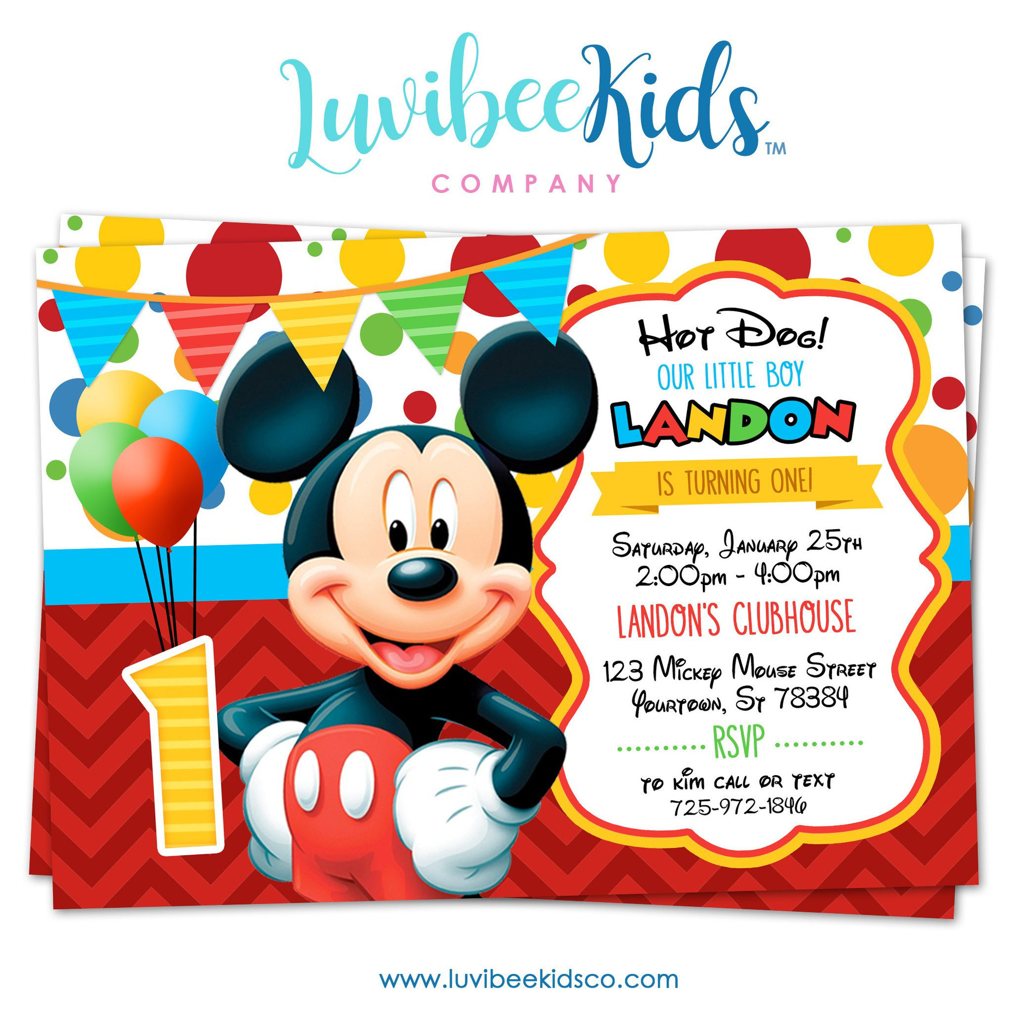 Mickey Mouse Birthday Invitation
 Mickey Mouse Birthday Invitation Printable Invite