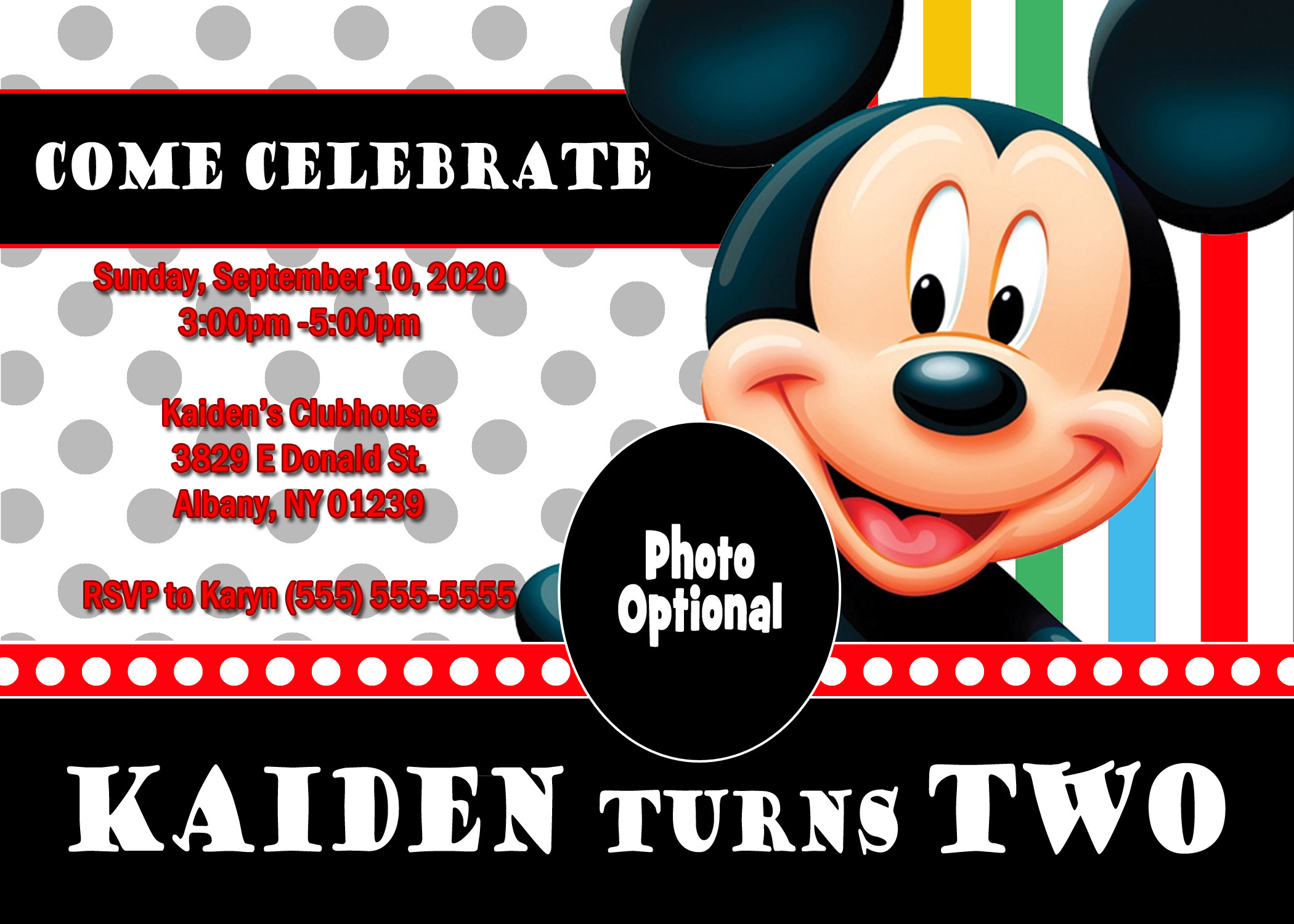Mickey Mouse Birthday Invitation
 Mickey Mouse and Mickey Mouse Clubhouse Birthday