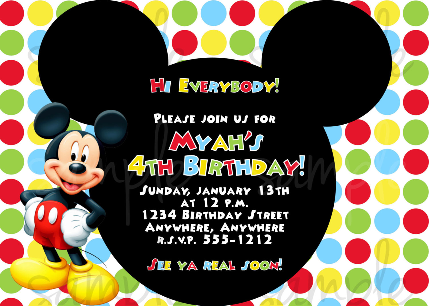 Mickey Mouse Birthday Invitation
 Mickey Mouse Birthday Invitation by LoveLifeInvites on Etsy