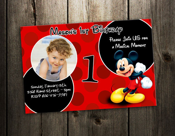 Mickey Mouse Photo Birthday Invitations
 MICKEY MOUSE BIRTHDAY INVITATION PARTY CARD CUSTOM PHOTO
