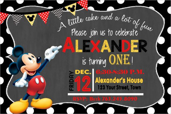 Mickey Mouse Photo Birthday Invitations
 31 Mickey Mouse Invitation Templates Free Sample