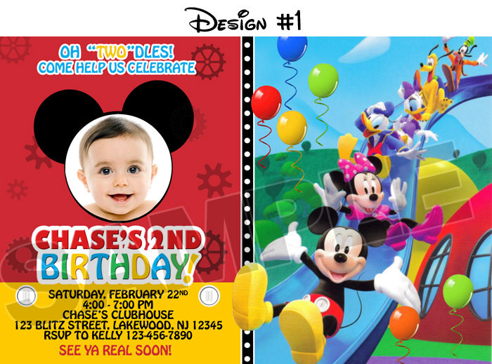 Mickey Mouse Photo Birthday Invitations
 Mickey Mouse First Birthday Invitations