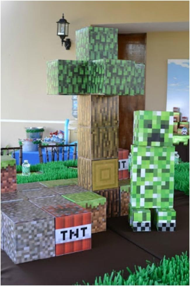 Minecraft Decoration Ideas For Birthday
 Boy s Minecraft Themed 9th Birthday Party Spaceships and