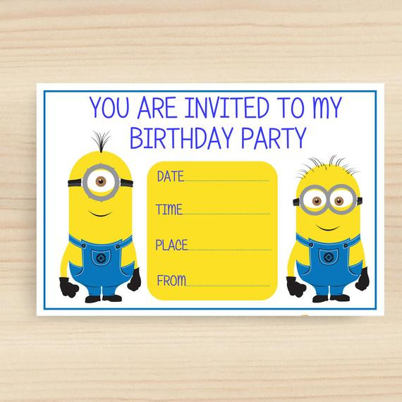 Minion Birthday Invitation
 MINIONS BIRTHDAY blank invitation 6x4 printable by