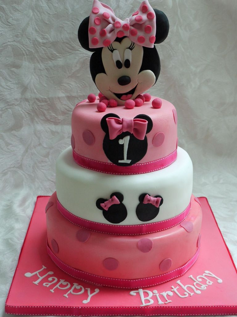 Minnie Mouse 1st Birthday Cakes
 Minnie Mouse Baby Girl 1st Birthday Cake