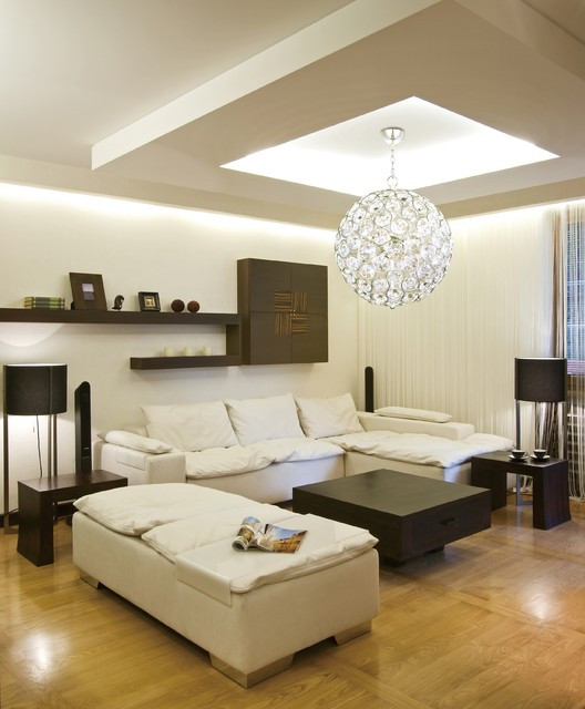 Modern Living Room Lighting
 Brilliant Round Crystal Pendant Ball Chandelier Modern