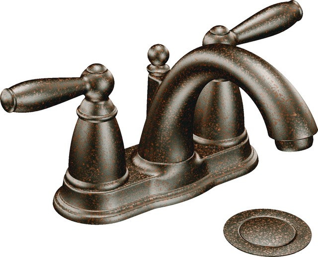 Moen Bronze Bathroom Faucet
 Moen 6610ORB Brantford Two Handle Low Arc Bathroom Faucet