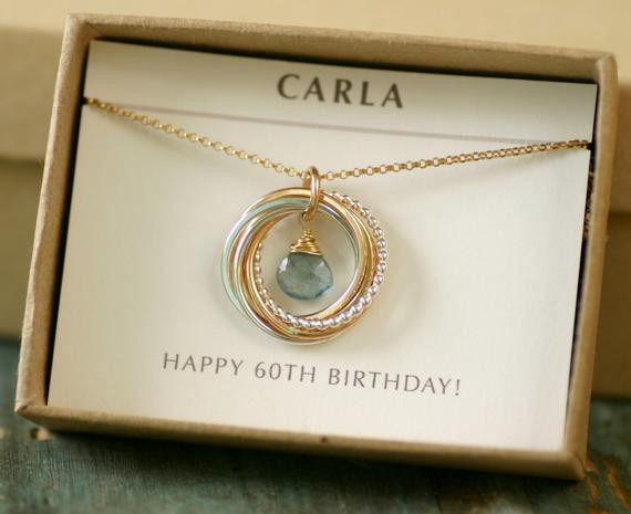 Mom 60th Birthday Gift
 60th birthday t for women aquamarine necklace for mom t