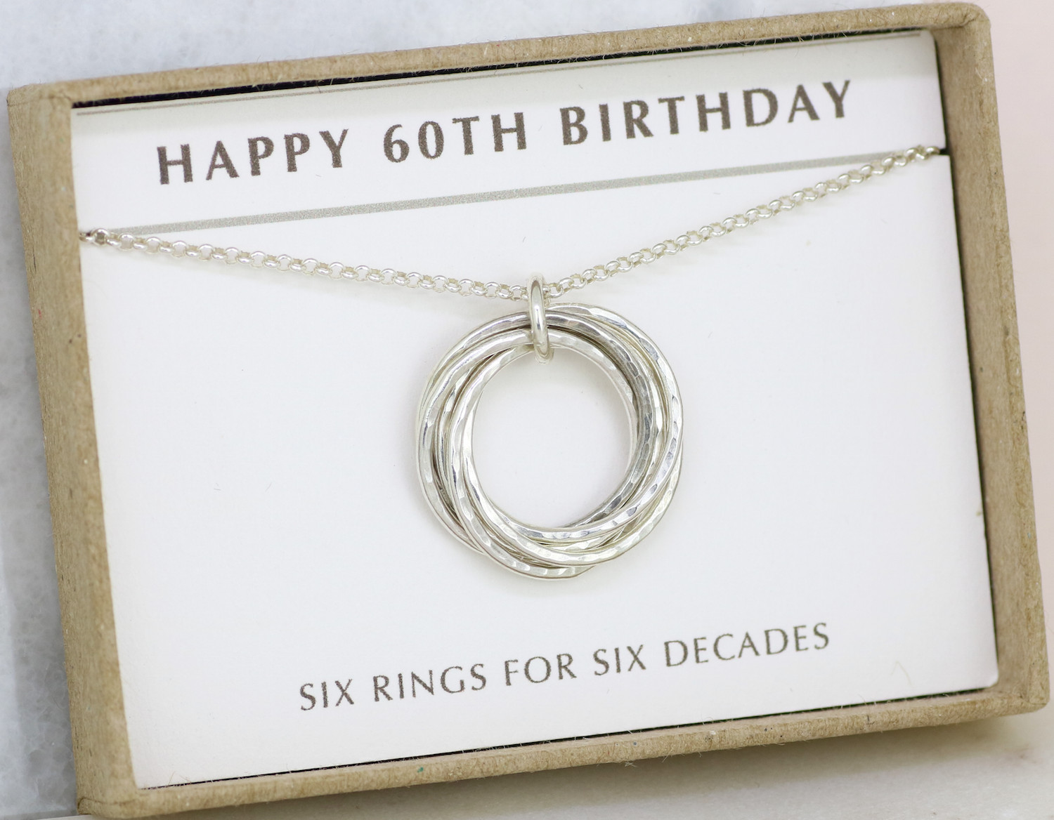 Mom 60th Birthday Gift
 60th Birthday Silver Necklace