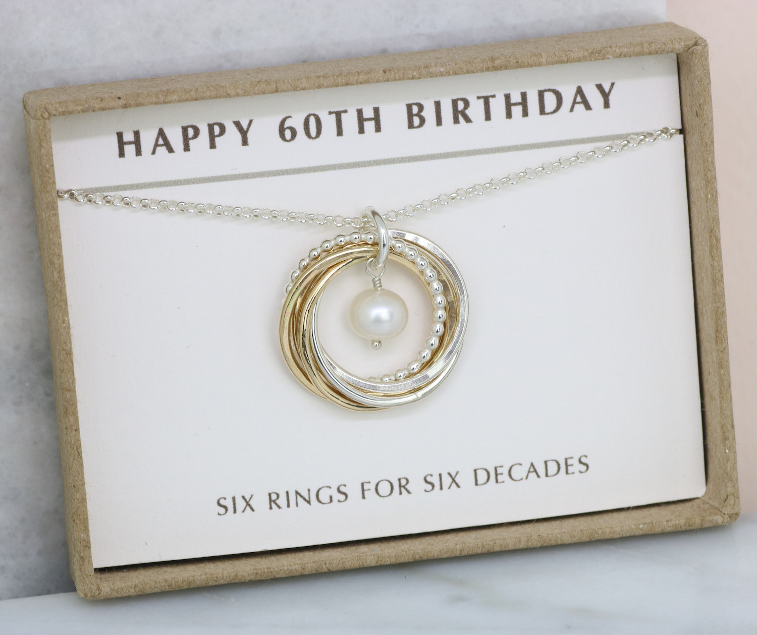 Mom 60th Birthday Gift
 60th Birthday Necklace with Birthstone