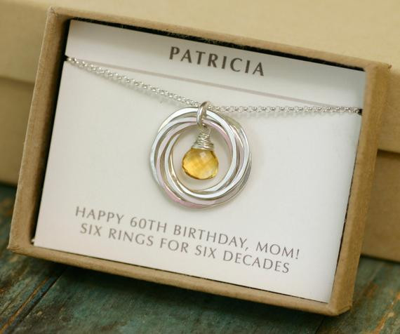 Mom 60th Birthday Gift
 60th birthday t citrine necklace for mom by