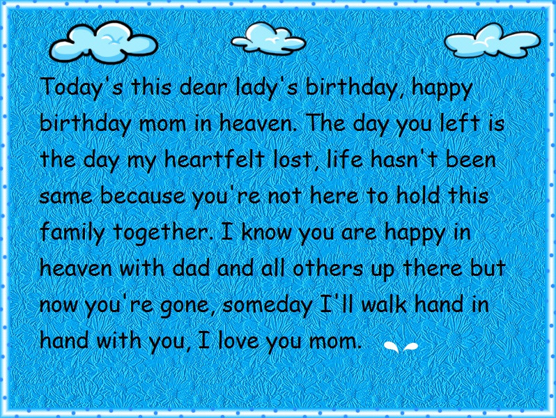 Mom Birthday In Heaven Quotes
 Happy Birthday Wishes