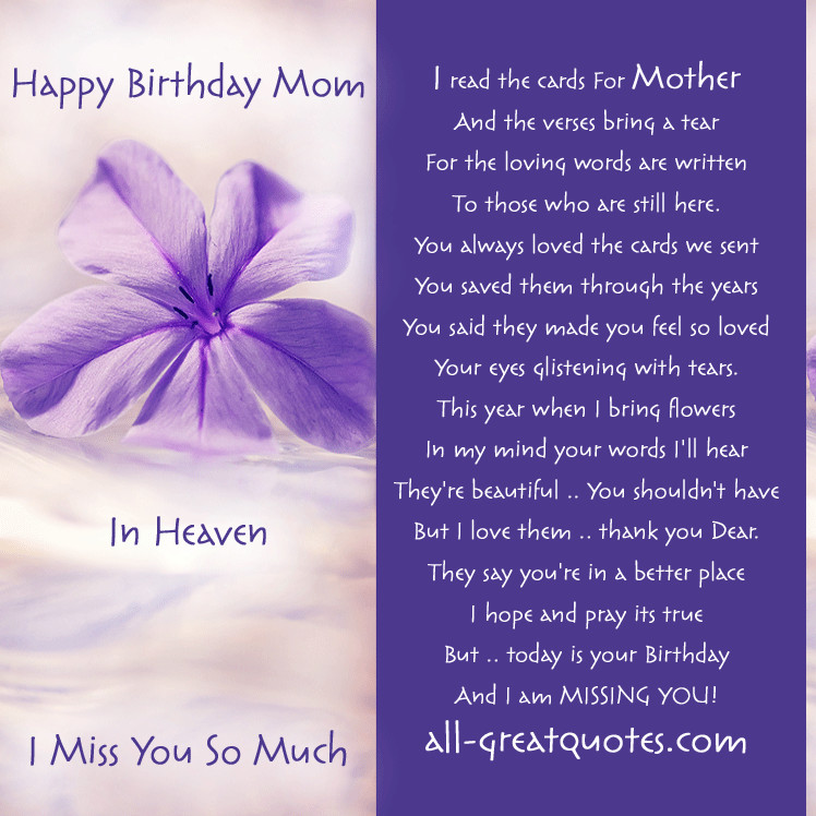 Mom Birthday In Heaven Quotes
 Happy Birthday Dear Mother In Heaven