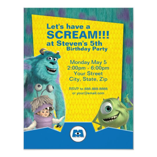 Monster Inc Birthday Invitations
 Monsters Inc Birthday Invitation