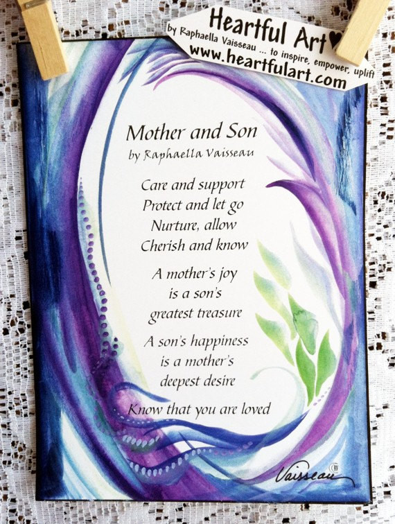 Mother To Son Birthday Quotes
 MOTHER and SON Original Poem Inspirational Quote by