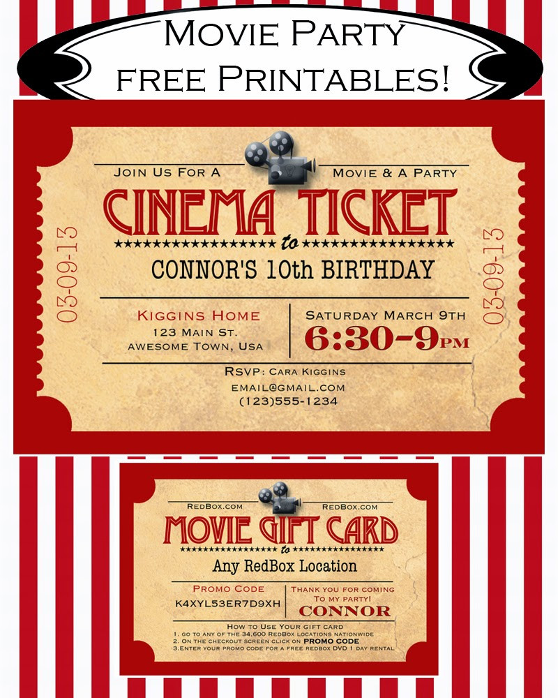 Movie Birthday Invitations
 Like Mom And Apple Pie A Summer Movies Free Printables