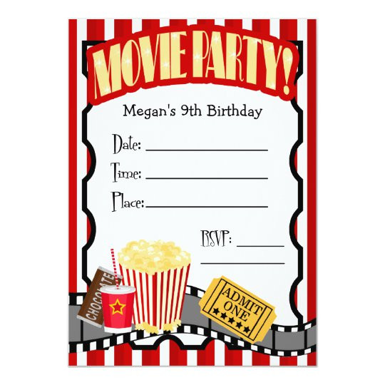 Movie Birthday Invitations
 MOVIE NIGHT ANY OCCASION FILL IN PARTY INVITATION
