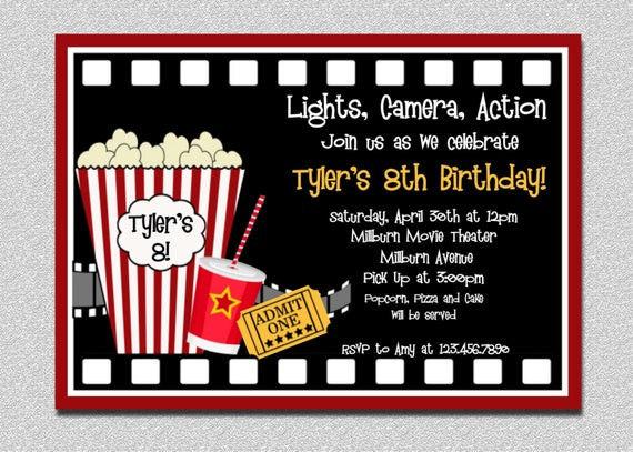 Movie Birthday Invitations
 Movie Birthday Invitation Movie Night Birthday Party