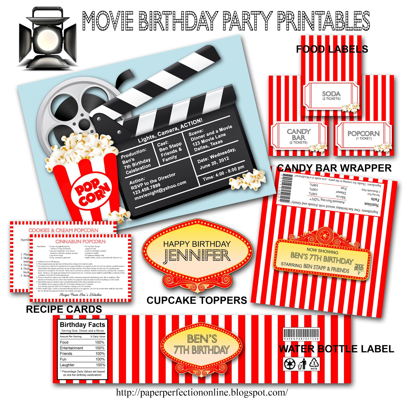Movie Birthday Invitations
 Paper Perfection Movie Birthday Party Invitation and