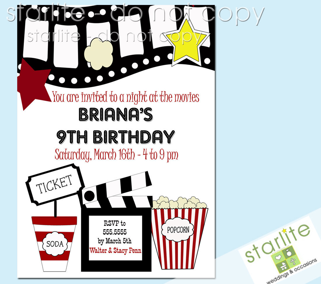 Movie Birthday Invitations
 birthday party invitation Movie theme Night at the by starwedd