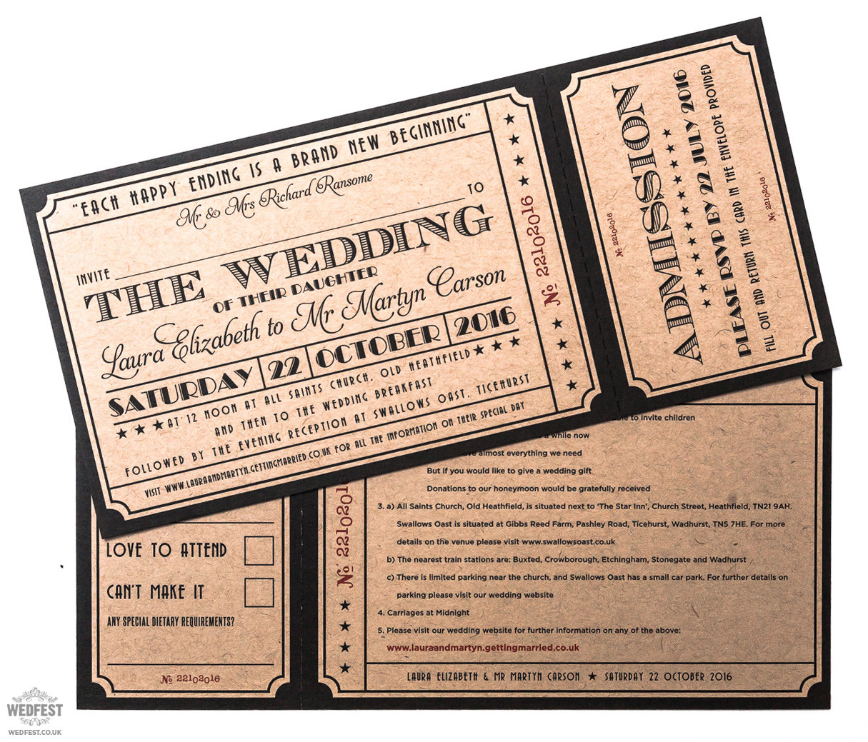 Movie Themed Wedding Invitations
 Cinema and Movie themed Wedding Stationery