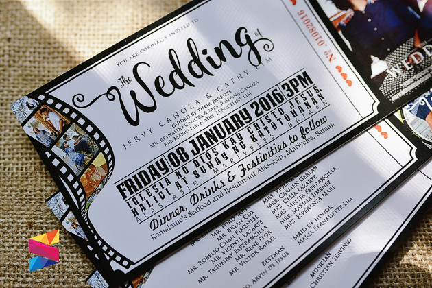 Movie Themed Wedding Invitations
 Jervy & Cathy Movie Ticket Themed Wedding Invitation