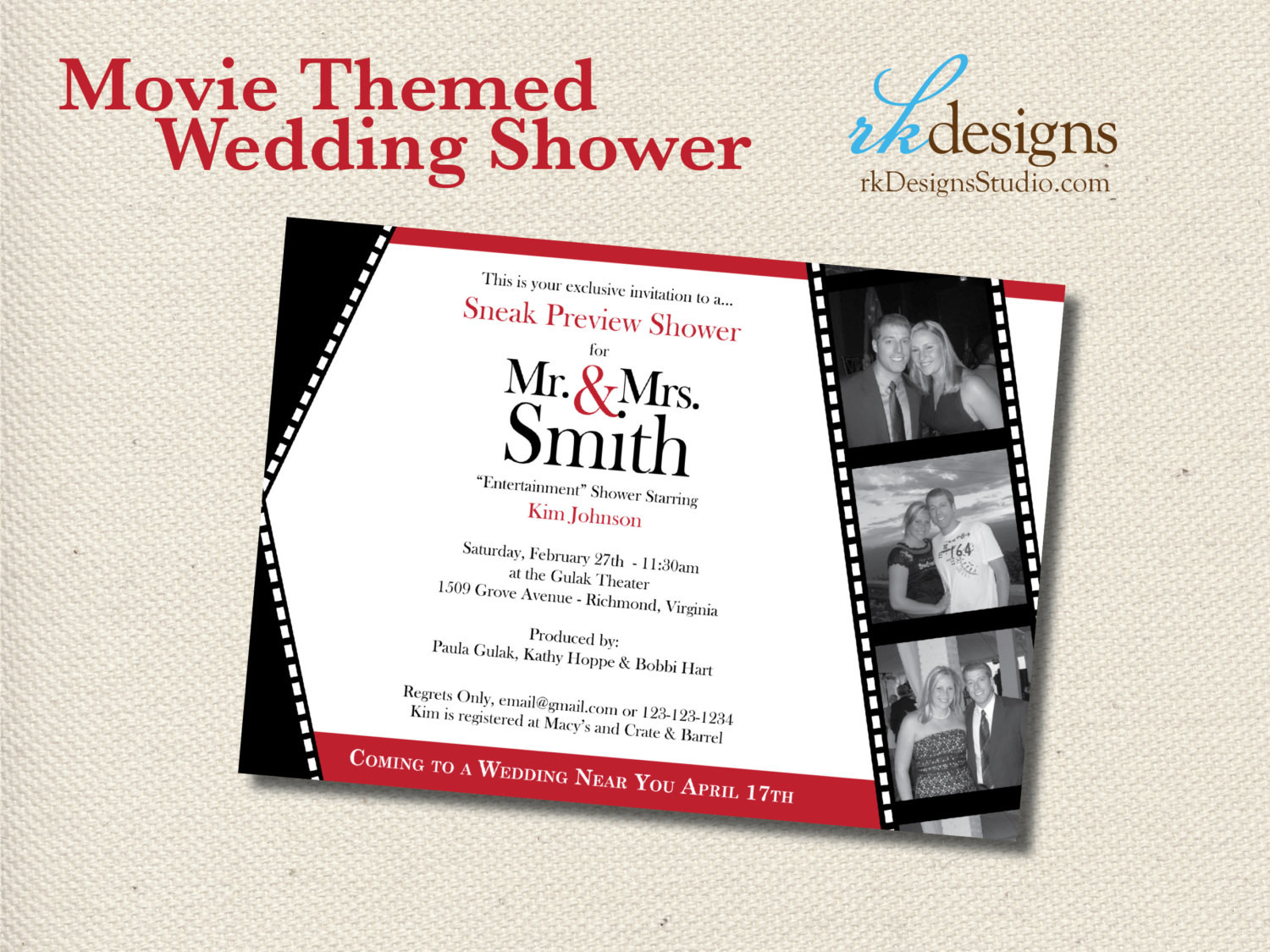 Movie Themed Wedding Invitations
 Movie Themed Wedding Shower Invitation DIGITAL FILE