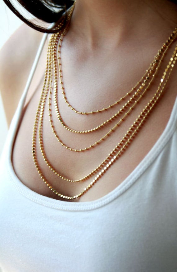 Multi Strand Necklace
 Gold multi strand necklace Multi layer chain necklace gold