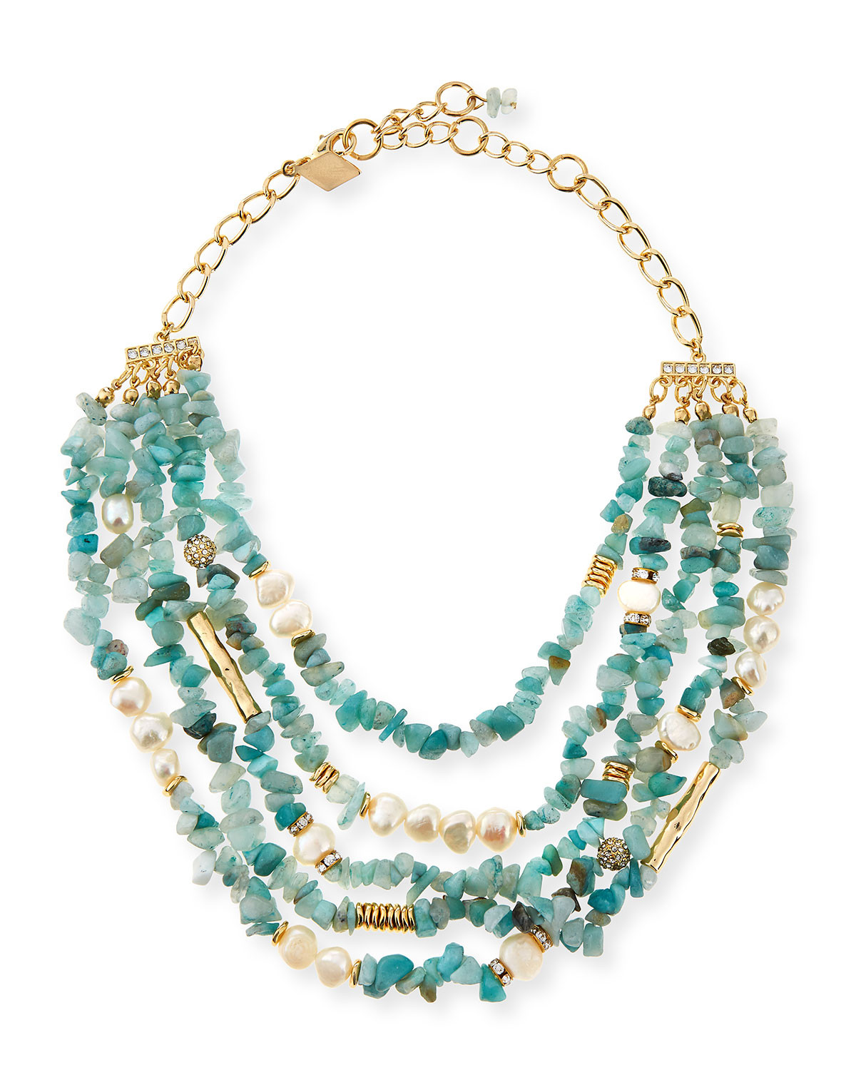 Multi Strand Necklace
 Lyst Sequin Multi strand Agate & Pearl Necklace in Blue