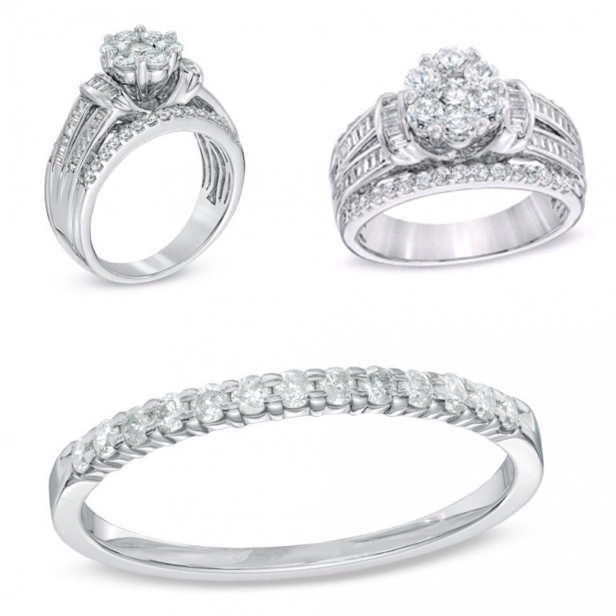 Multiple Diamond Engagement Ring
 1 1 4 CT T W Diamond Cluster Multi Row Engagement Ring