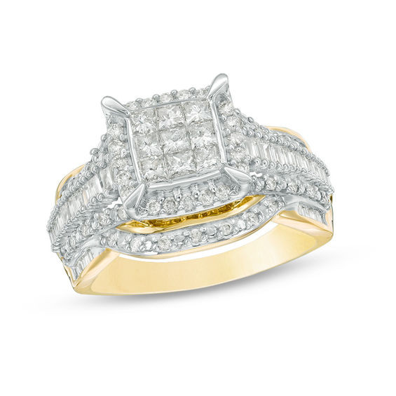 Multiple Diamond Engagement Ring
 1 CT T W posite Princess Cut Diamond Frame Multi Row