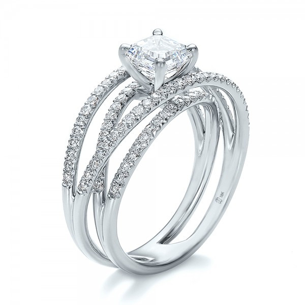 Multiple Diamond Engagement Ring
 Custom Pave Diamond Multi Band Engagement Ring