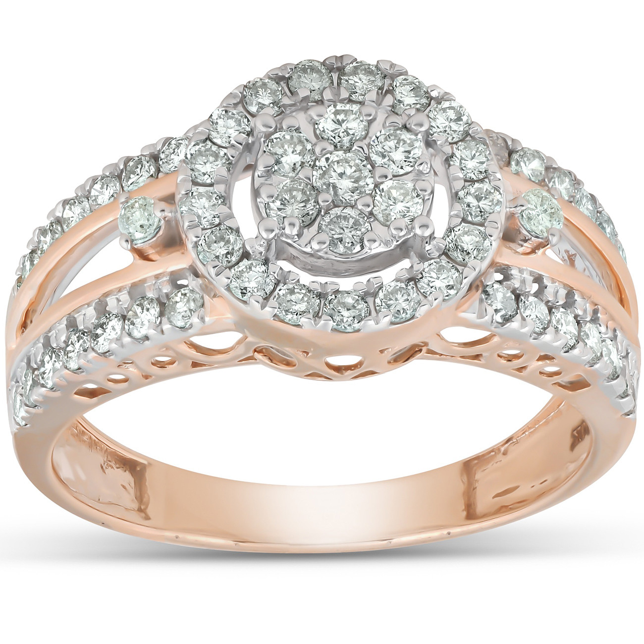 Multiple Diamond Engagement Ring
 Pompeii3 3 4 Ct Halo Round Diamond Multi Band Engagement