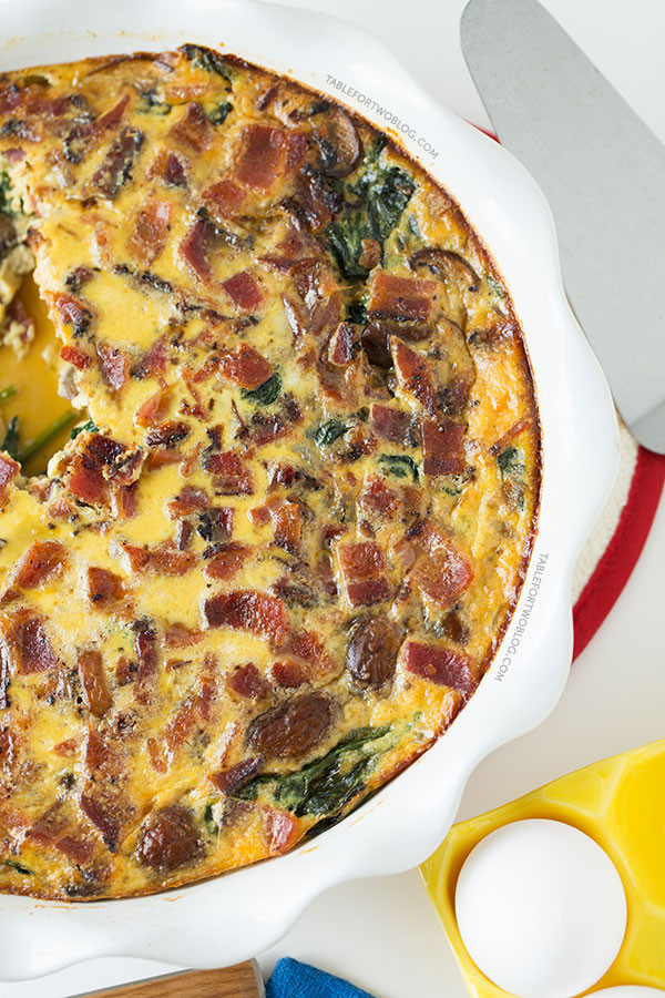 Mushroom Bacon Quiche
 Crustless Bacon Spinach and Mushroom Quiche Table for
