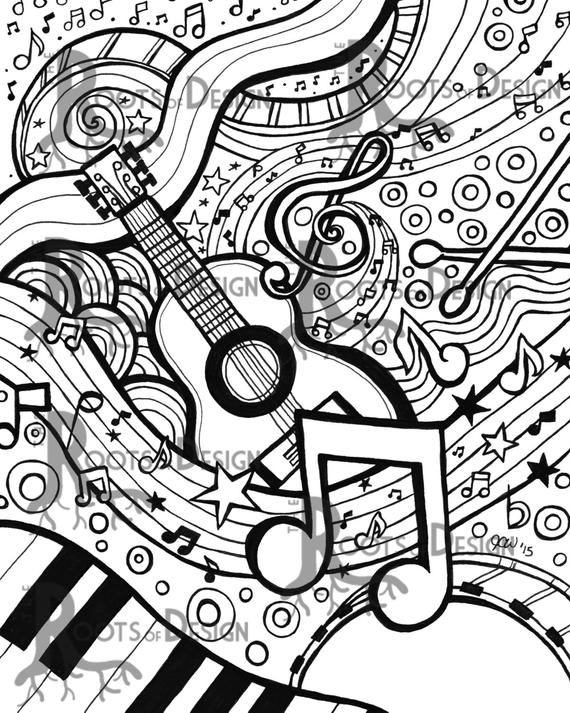 Music Coloring Pages Printable
 INSTANT DOWNLOAD Coloring Page Music Art Print zentangle