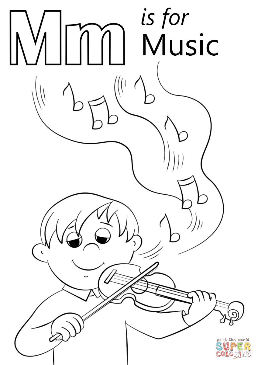 Music Coloring Pages Printable
 Letter M is for Music coloring page