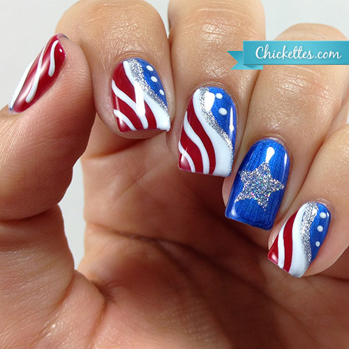 Nail Designs For 4th Of July
 Patriotic Fourth of July Nail Art – Chickettes Natural