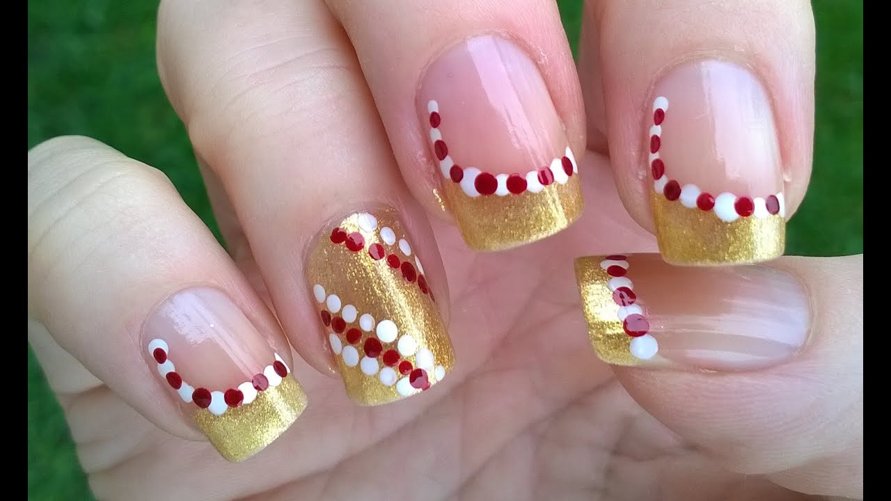 Nail Designs For Christmas
 Two easy CHRISTMAS nail art designs DIY Gold DOTTICURE