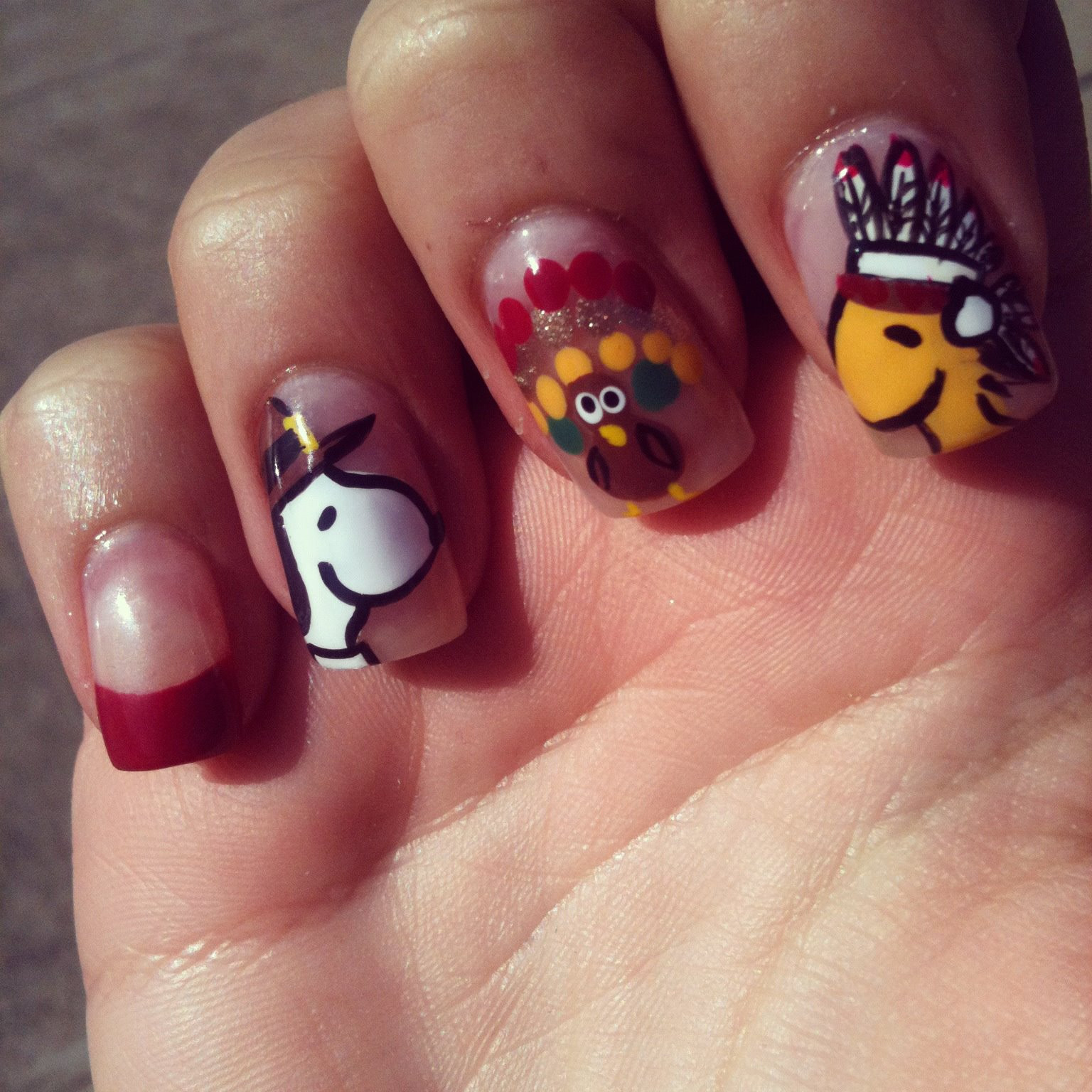 Nail Designs For Thanksgiving
 Nailed to the T Snoopy Thanksgiving Nails