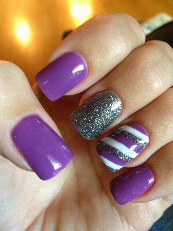 Nail Designs Purple And Silver
 65 Cool Purple Nail Art Design Ideas