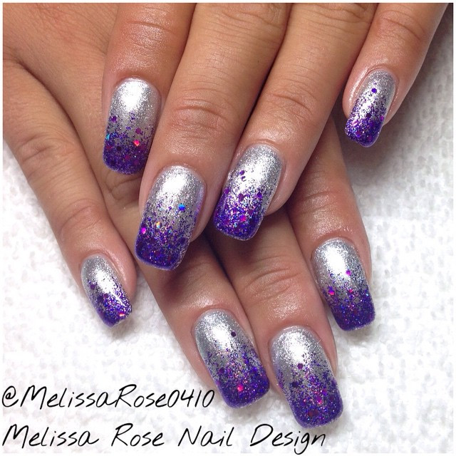 Nail Designs Purple And Silver
 60 Cool Purple Glitter Nail Art Design Ideas For Trendy Girls
