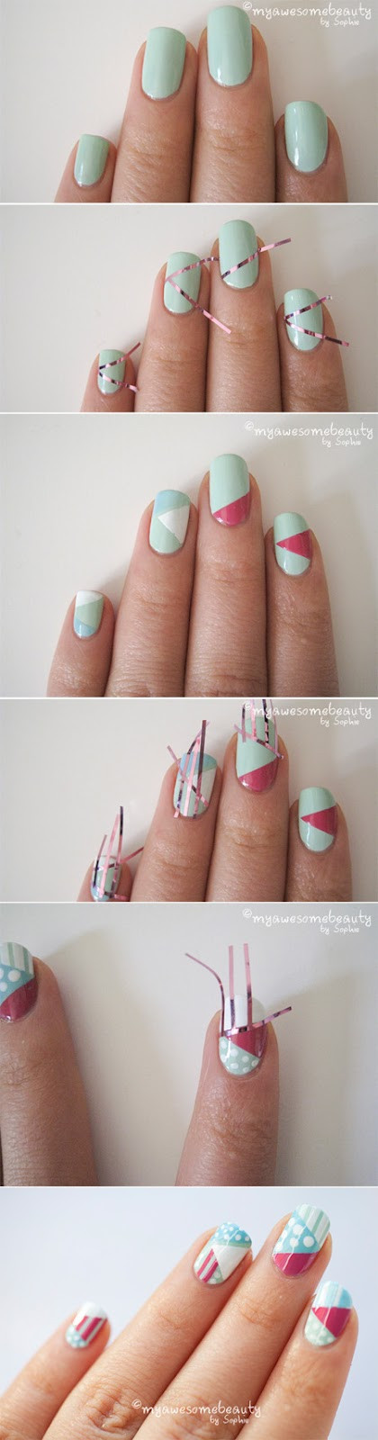Nail Designs Using Tape
 Paint Me Chic Nail Art Designs Using Scotch Tape