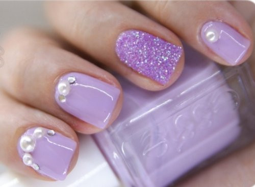 Nail Designs With Rhinestones And Glitter
 65 Latest Purple Nail Art Designs For Trendy Girls