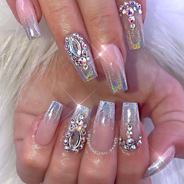 Nail Designs With Rhinestones And Glitter
 Pinterst Blessed187 Nails