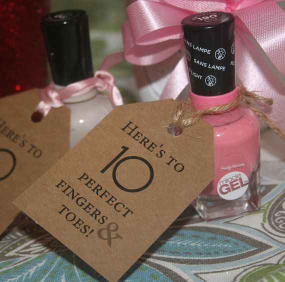 Nail Polish Party Favors Baby Shower
 Here s to 10 Perfect Fingers and Toes Baby Shower Tag 2x3