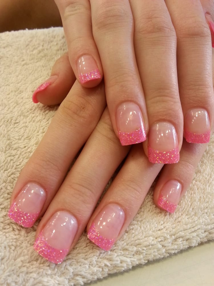 Nails Glitter Tips
 Barbie Nails Fancy pink glitter tips & Orly "Rose Colored