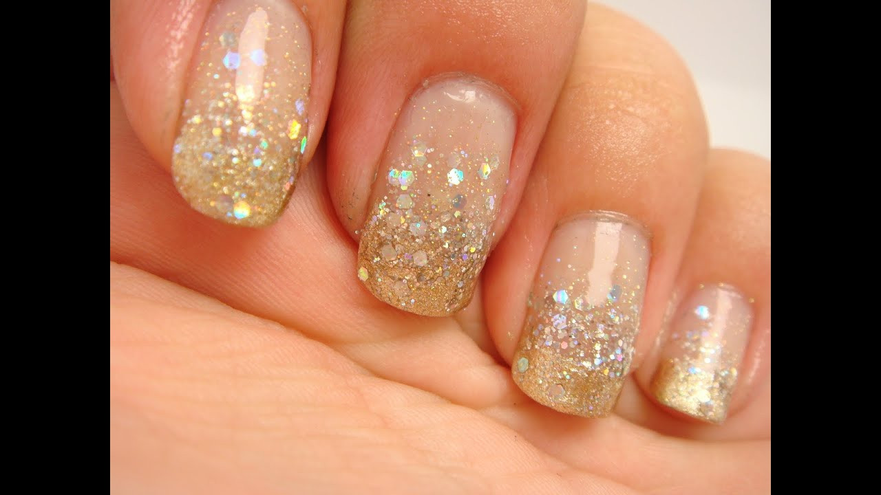 Nails Glitter Tips
 Gold Glitter Gra nt Prom Nails