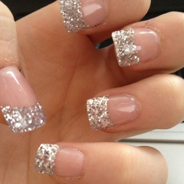 Nails Glitter Tips
 Glittery French Tip Acrylics
