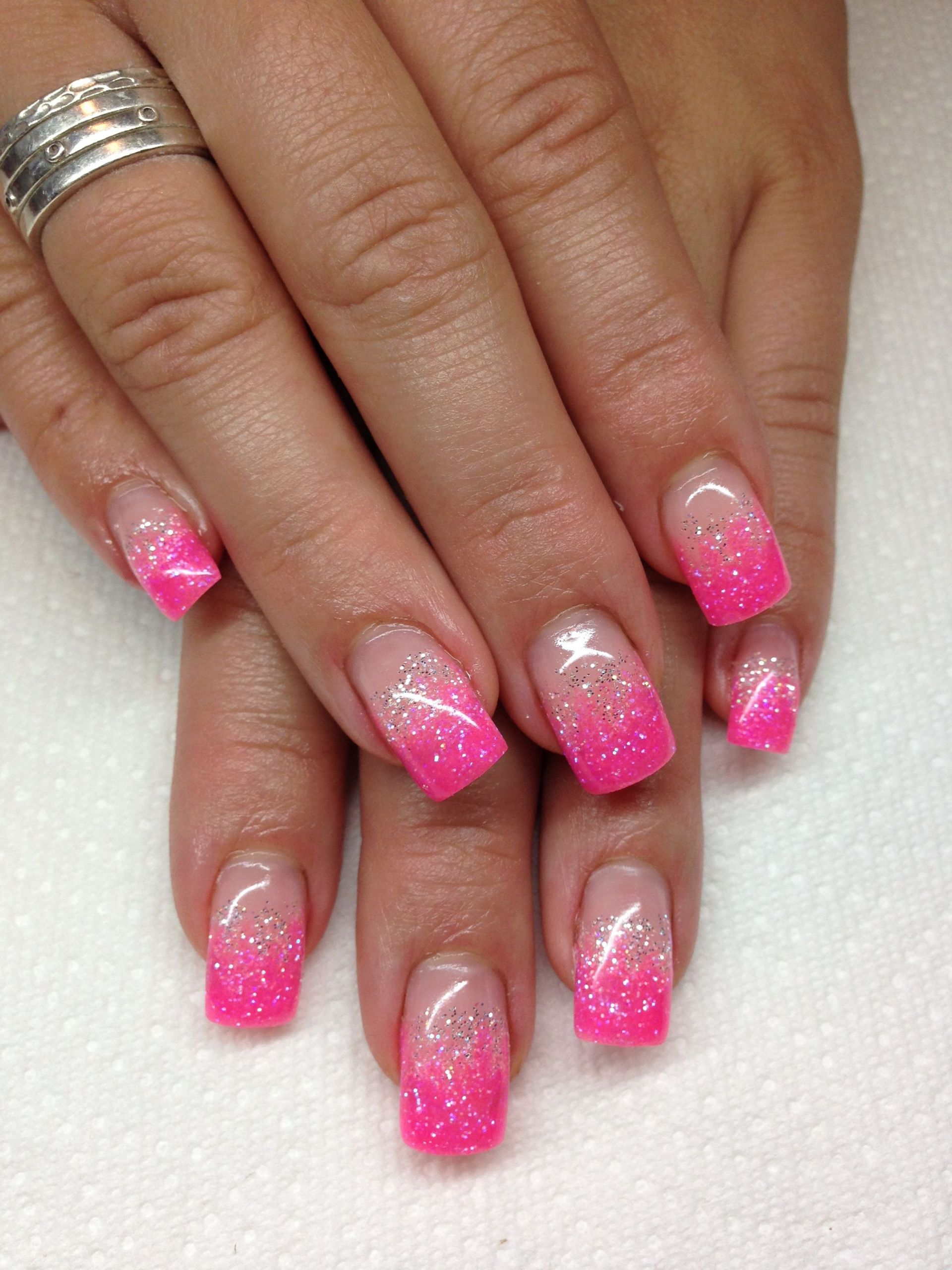 Nails Glitter Tips
 I love the pink and glitter tips